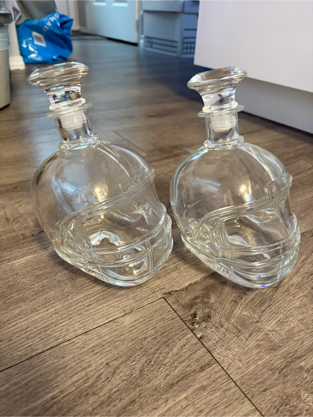 Glass Football Helmet Decanters 750ml $10 each firm