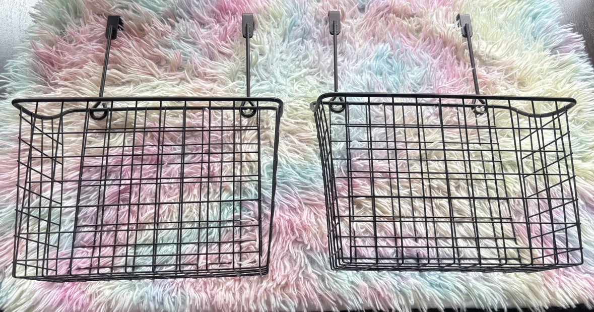 Black Metal Over-the-Door Storage Baskets (Set of 4)