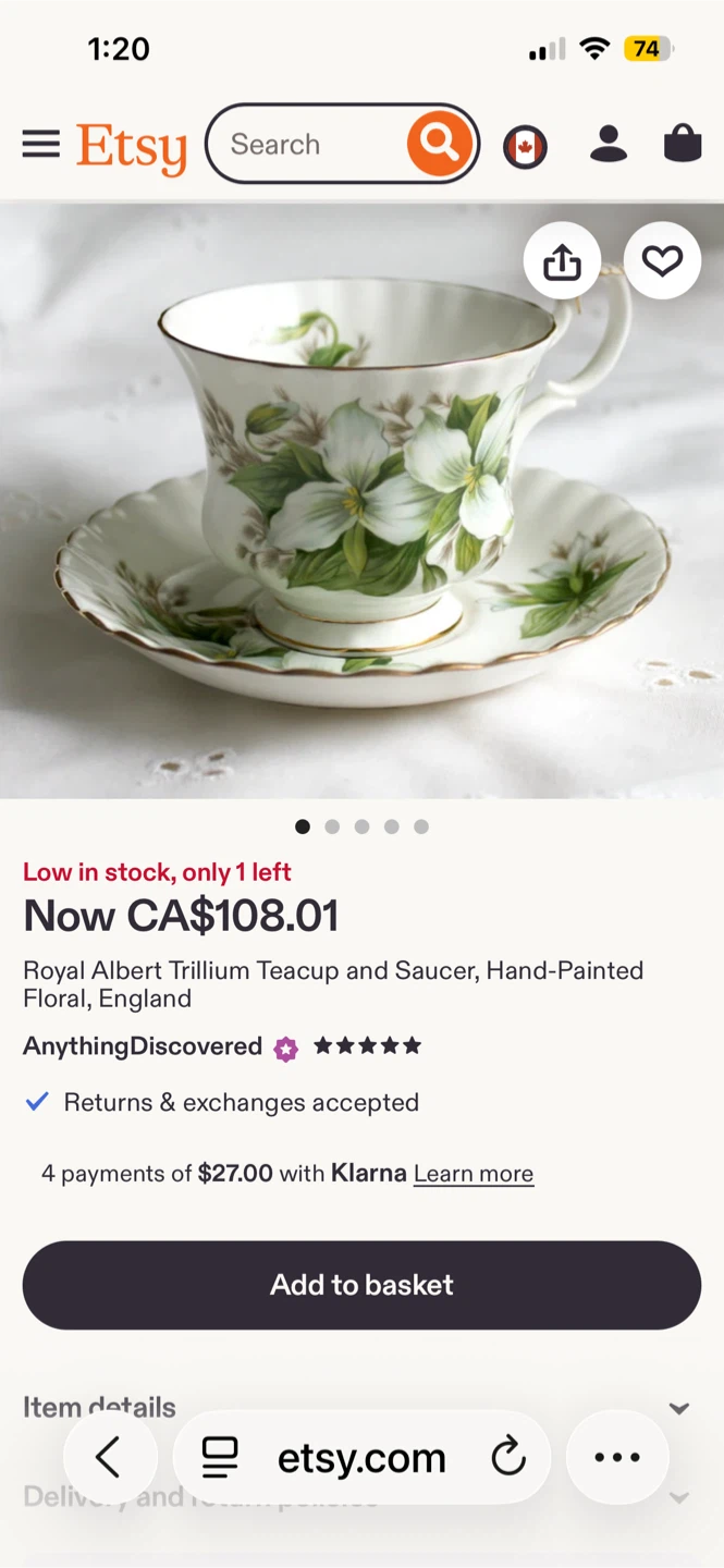 Royal Albert Trillium Teacup and Saucer