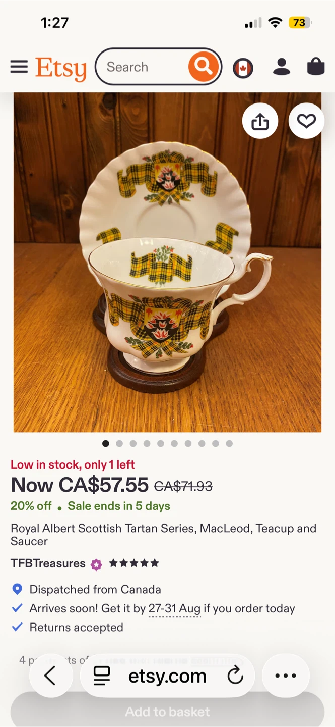 Royal Albert Scottish Tartan Series Teacup and Saucer