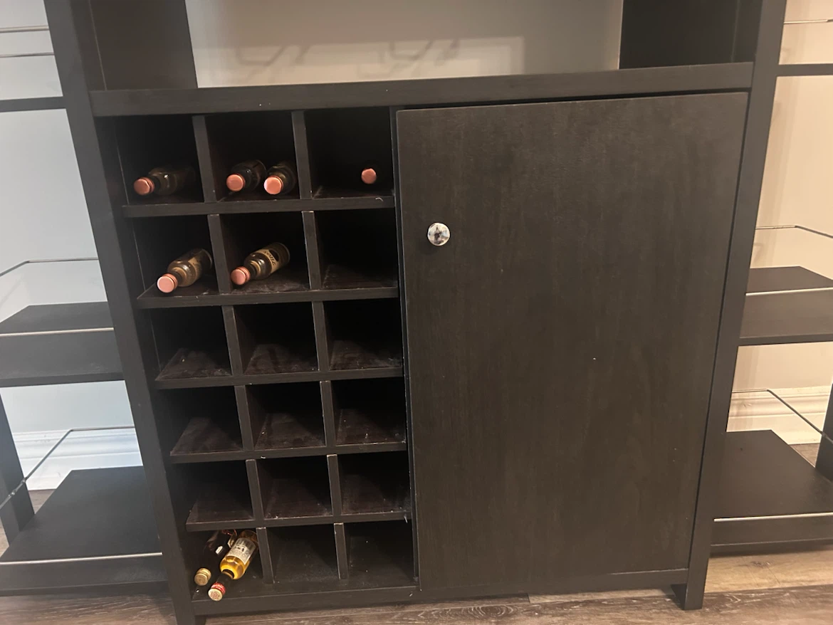 Black Bar Cabinet with Wine Rack and Glass Holders - photo 2