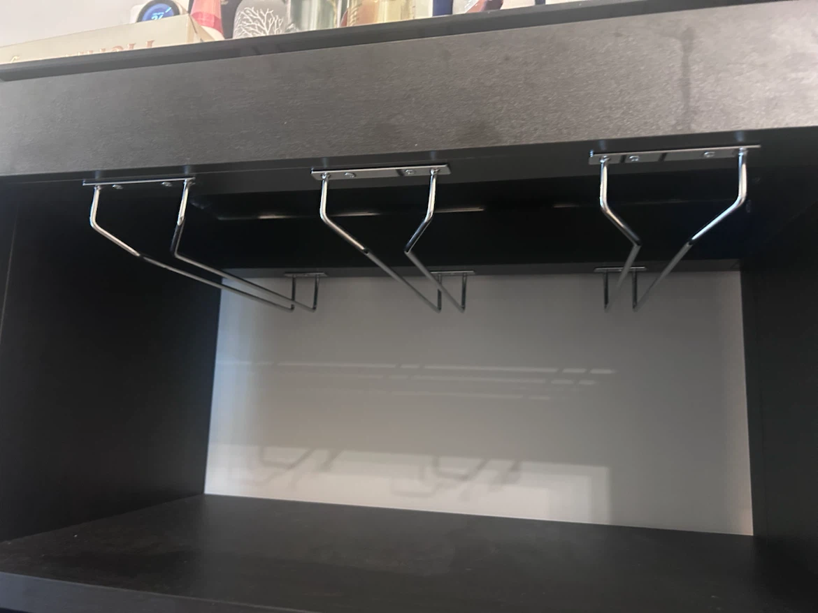 Black Bar Cabinet with Wine Rack and Glass Holders - photo 5