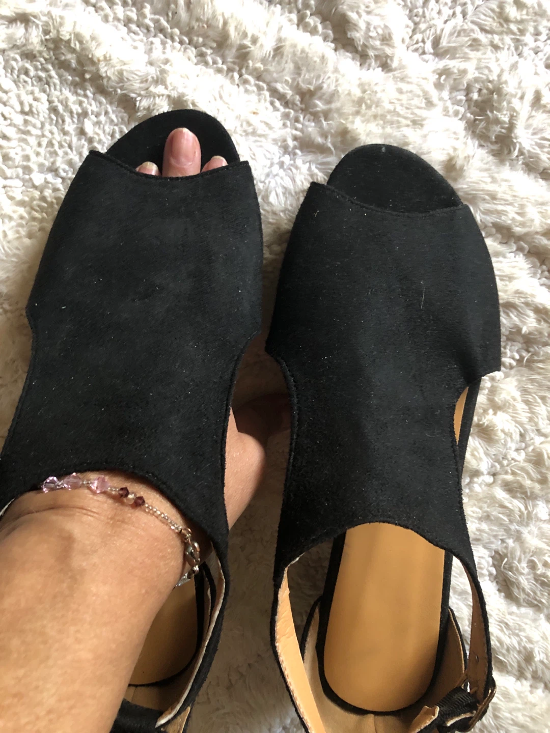 Black Suede Wedge Sandals