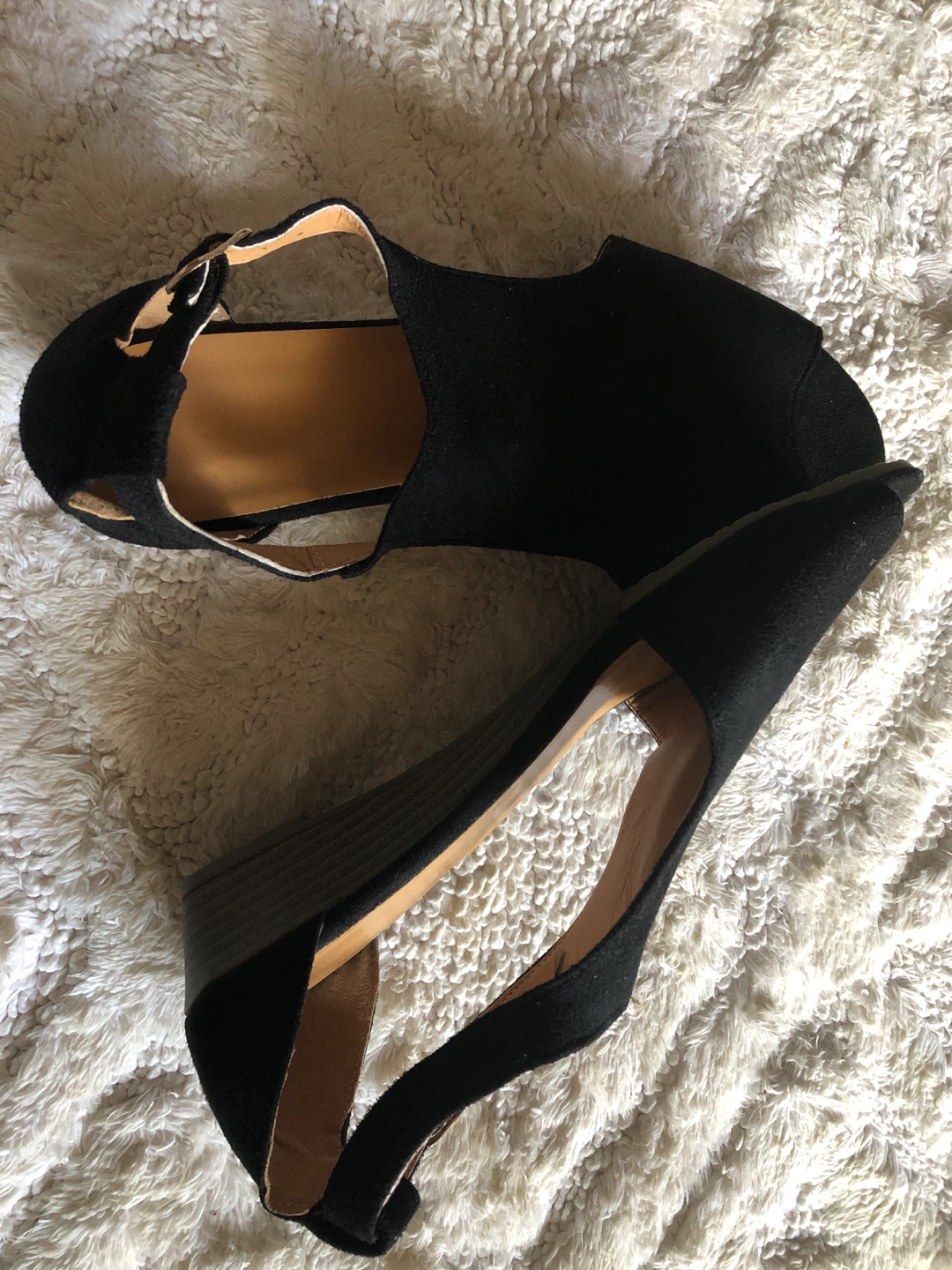 Black Suede Wedge Sandals - photo 2