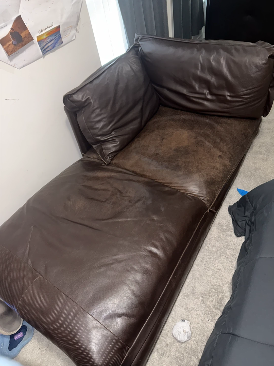 Natuzzi Brown Leather Chaise Lounge - photo 2