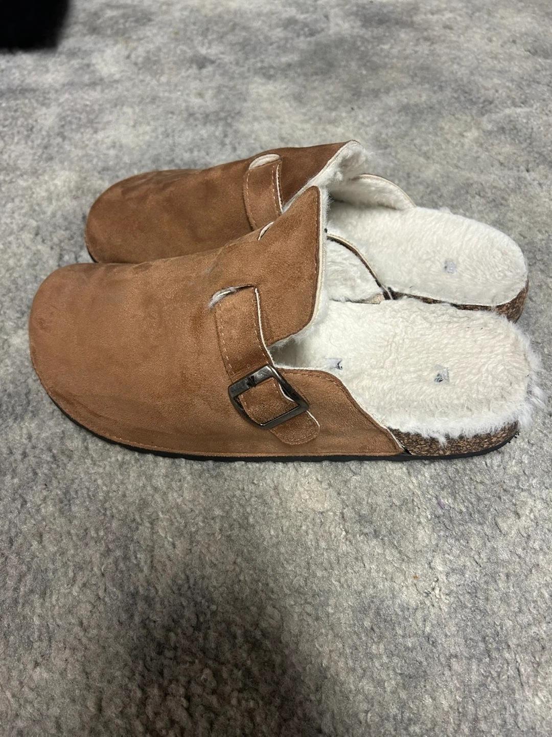 Brown Suede Shearling Lined Clogs