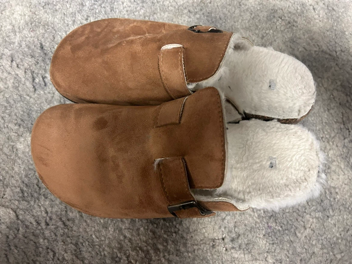 Brown Suede Shearling Lined Clogs - photo 2