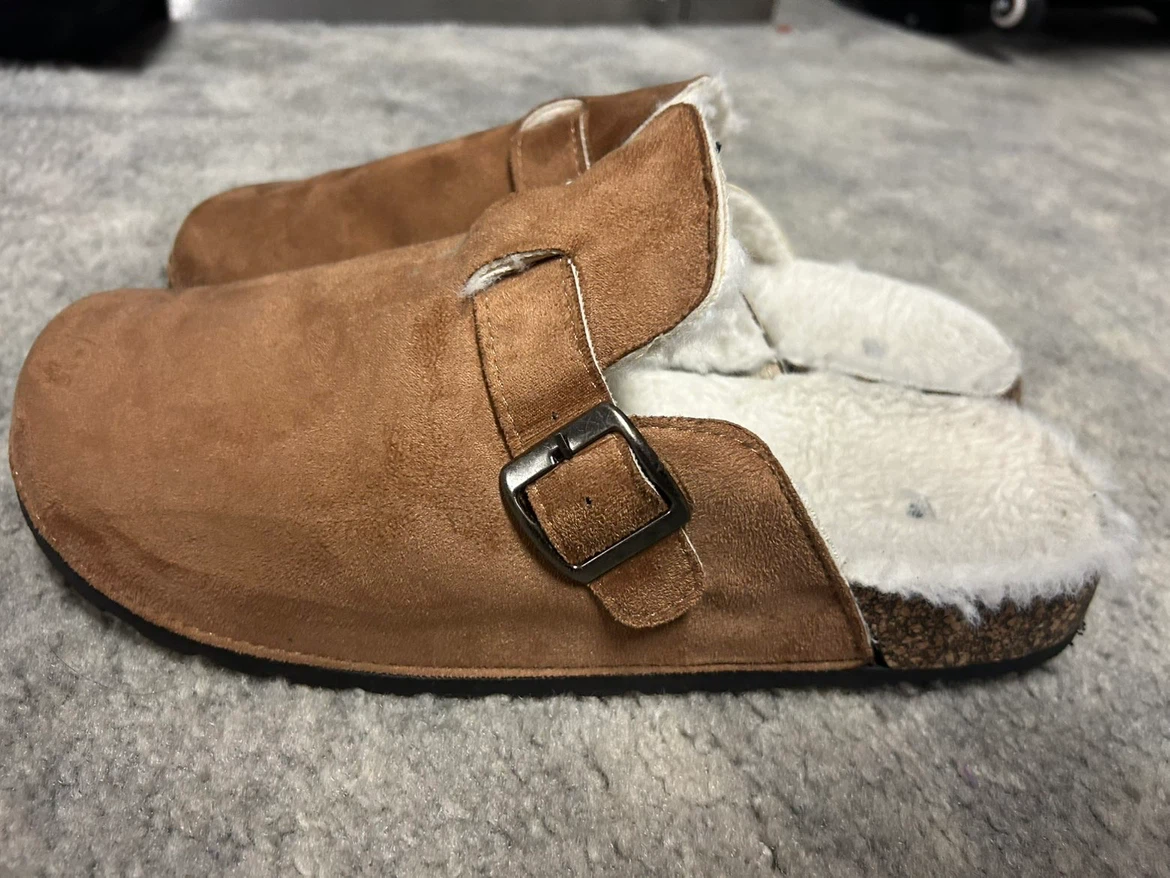 Brown Suede Shearling Lined Clogs - photo 3