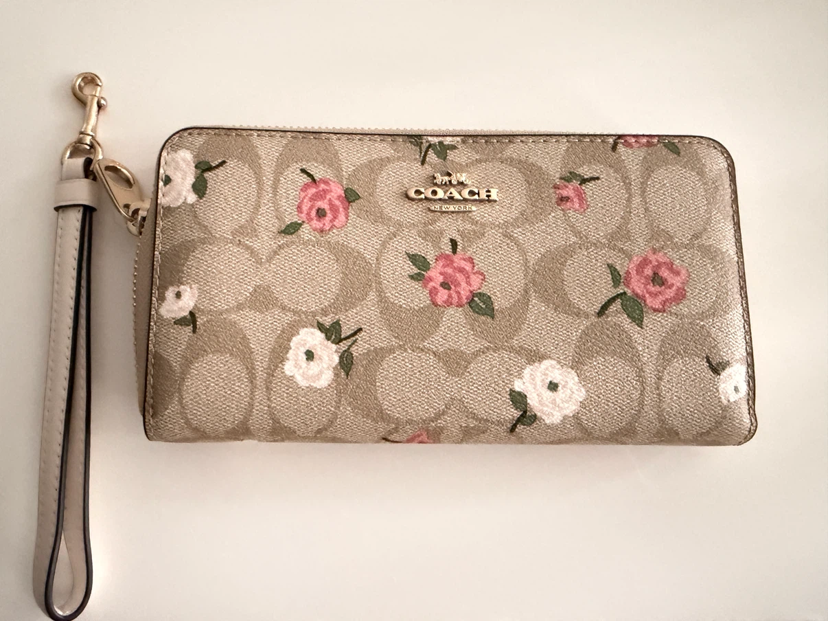 Coach Floral Signature Zip Around Wallet with Wristlet