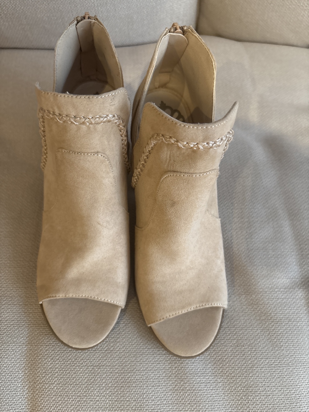 Fergicious Suede Peep-Toe Booties