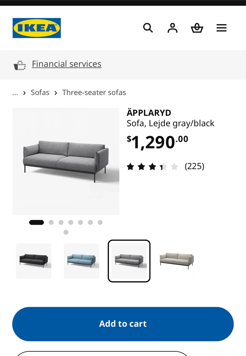 IKEA ÄPPLARYD Sofa, Lejde grey/black - photo 3