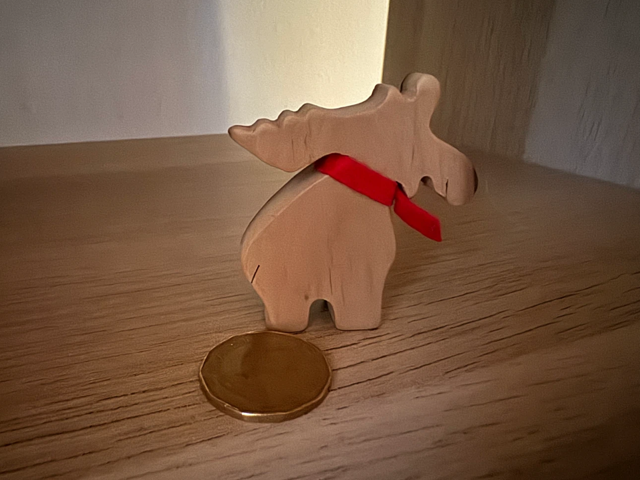 Wooden Moose Figurine with Red Scarf - photo 2