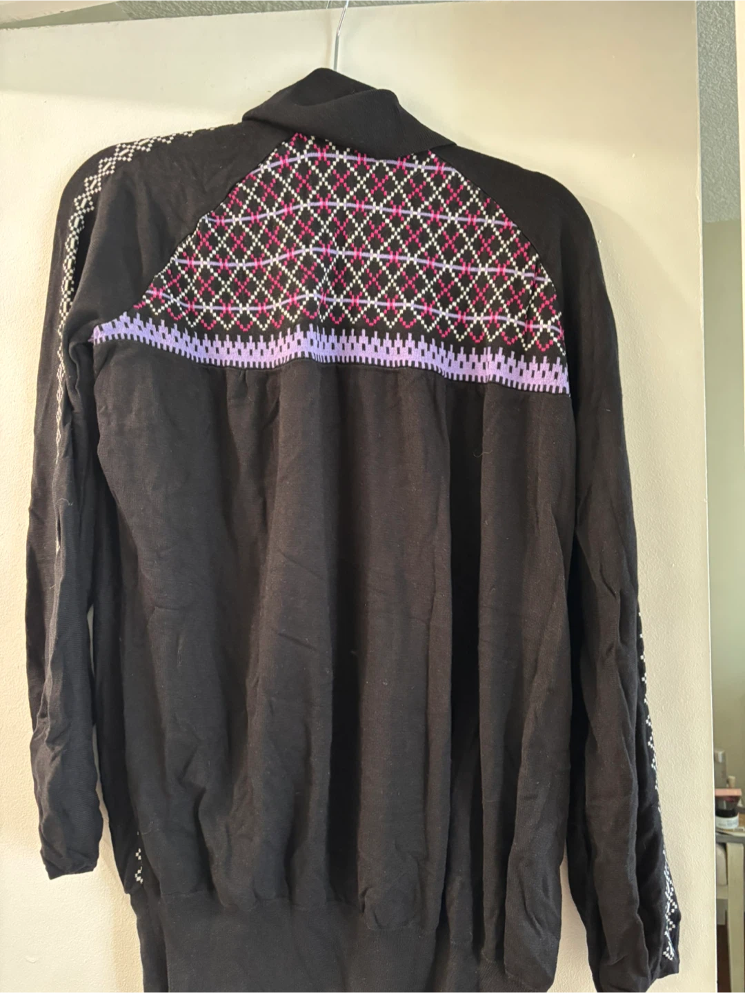 YUBA Black Sweater with Fair Isle Pattern - photo 3