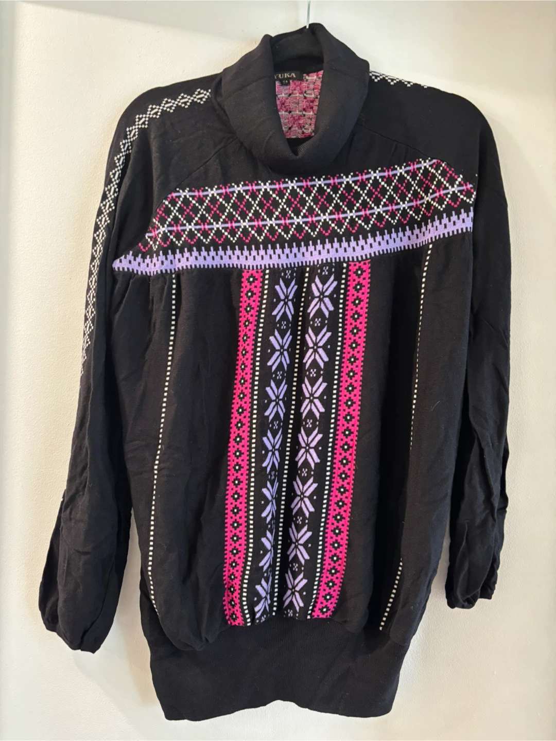 YUBA Black Sweater with Fair Isle Pattern - photo 2