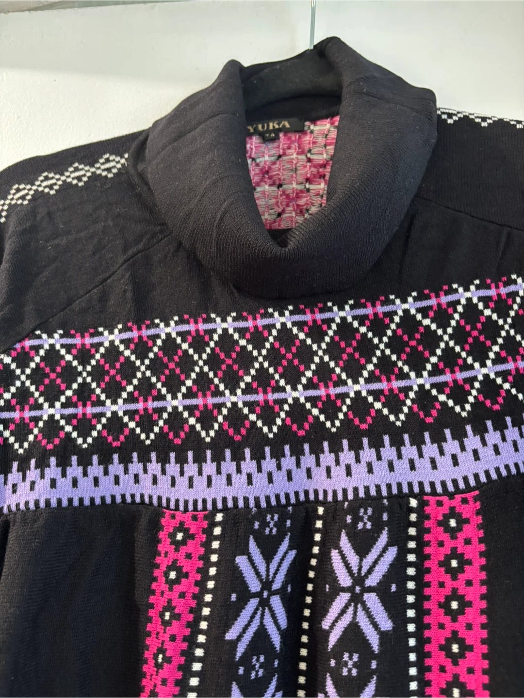 YUBA Black Sweater with Fair Isle Pattern - photo 4