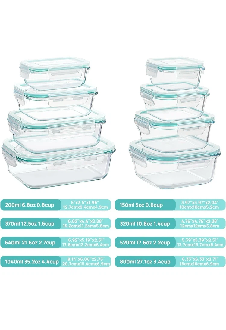 8 Pack Glass Food Storage Containers with Lids - photo 4