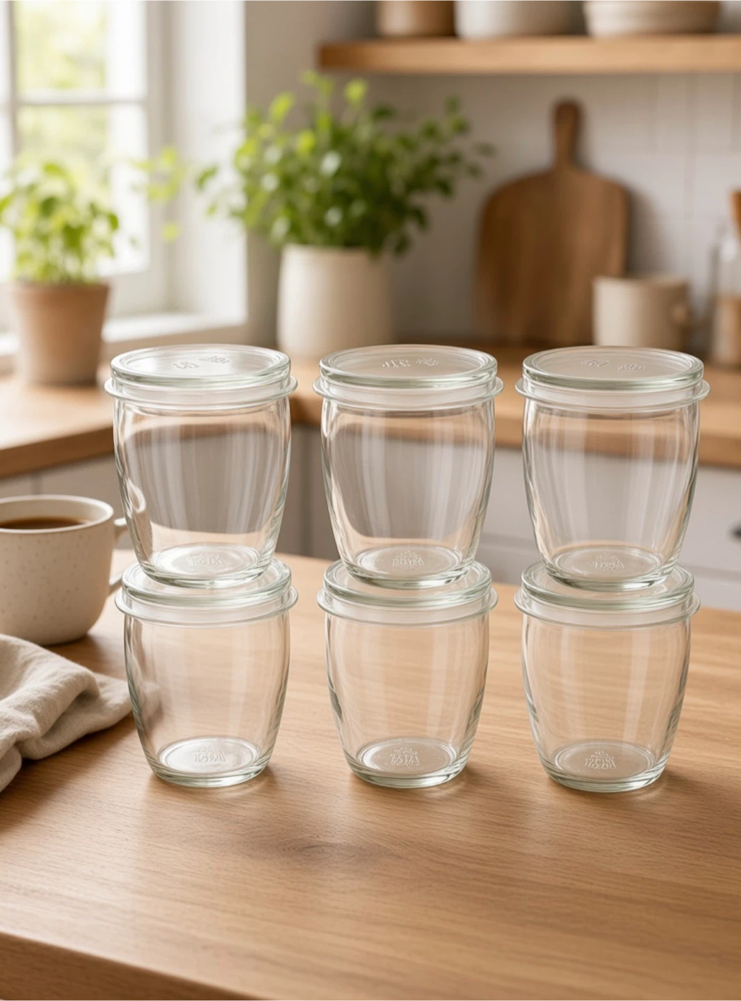 Set of 6 Weck Glass Jars with Lids