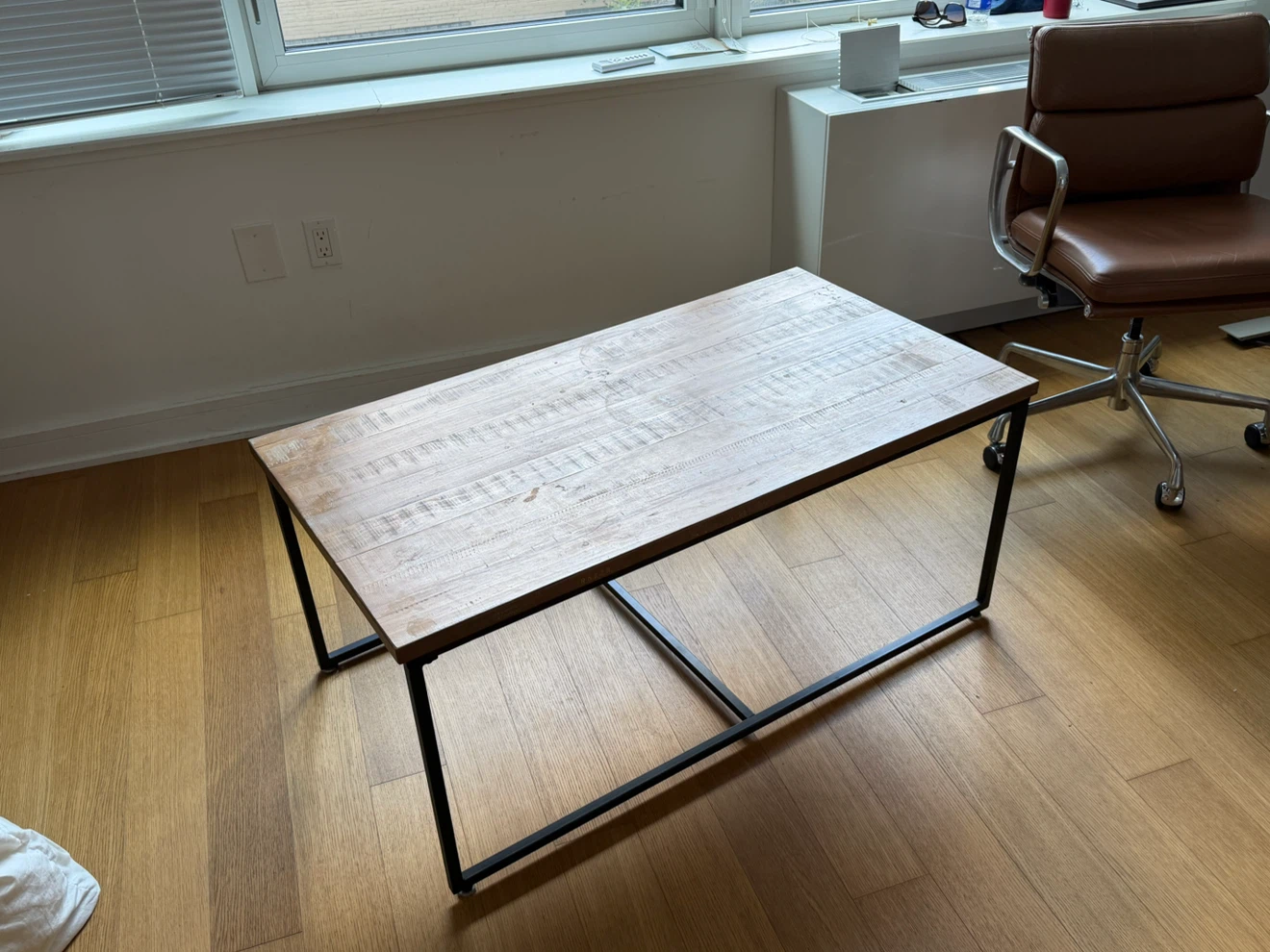 Wood Top Coffee Table with Black Metal Frame - photo 2