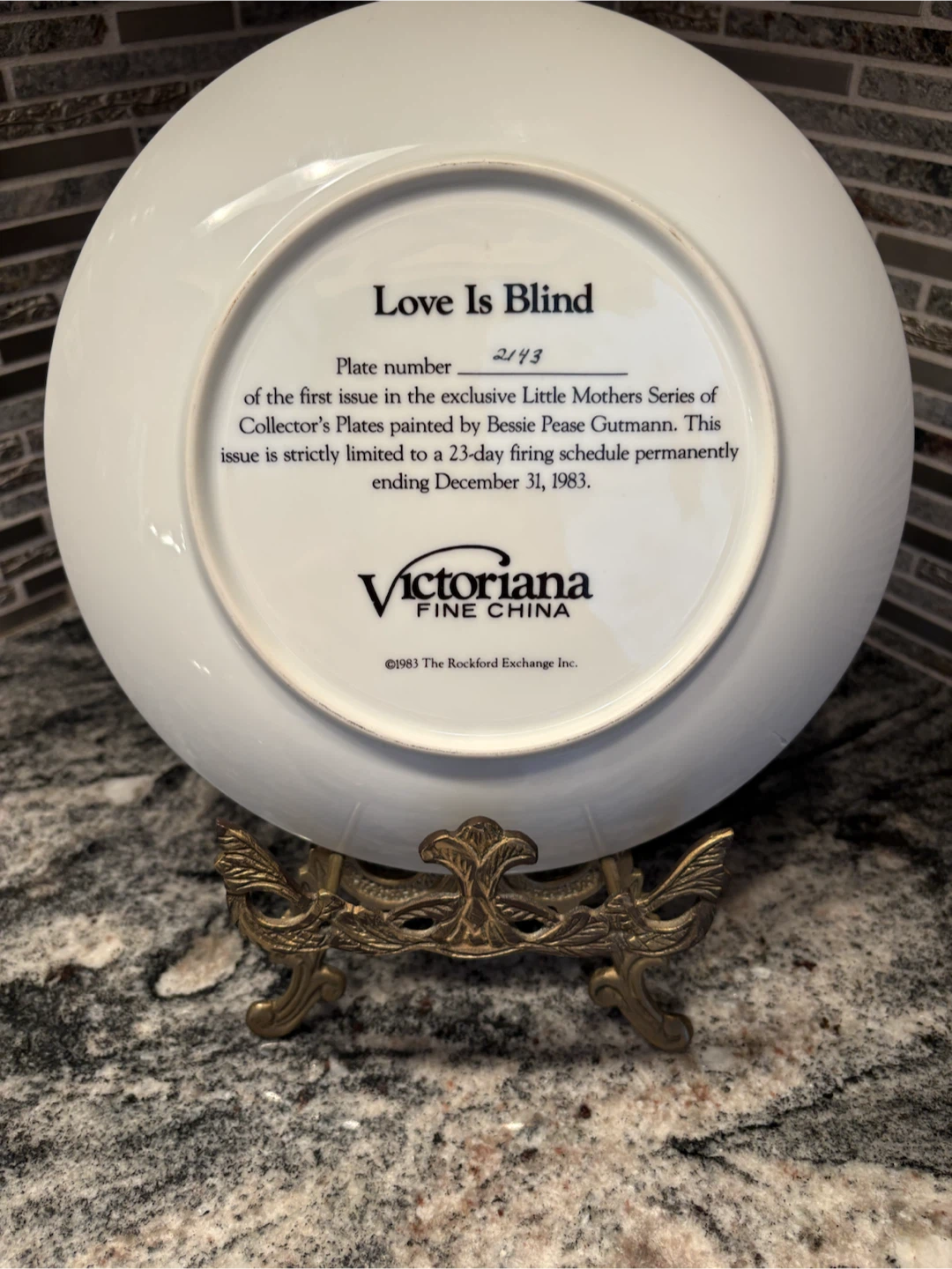 Victoriana Fine China "Love Is Blind" Collector Plate - photo 2