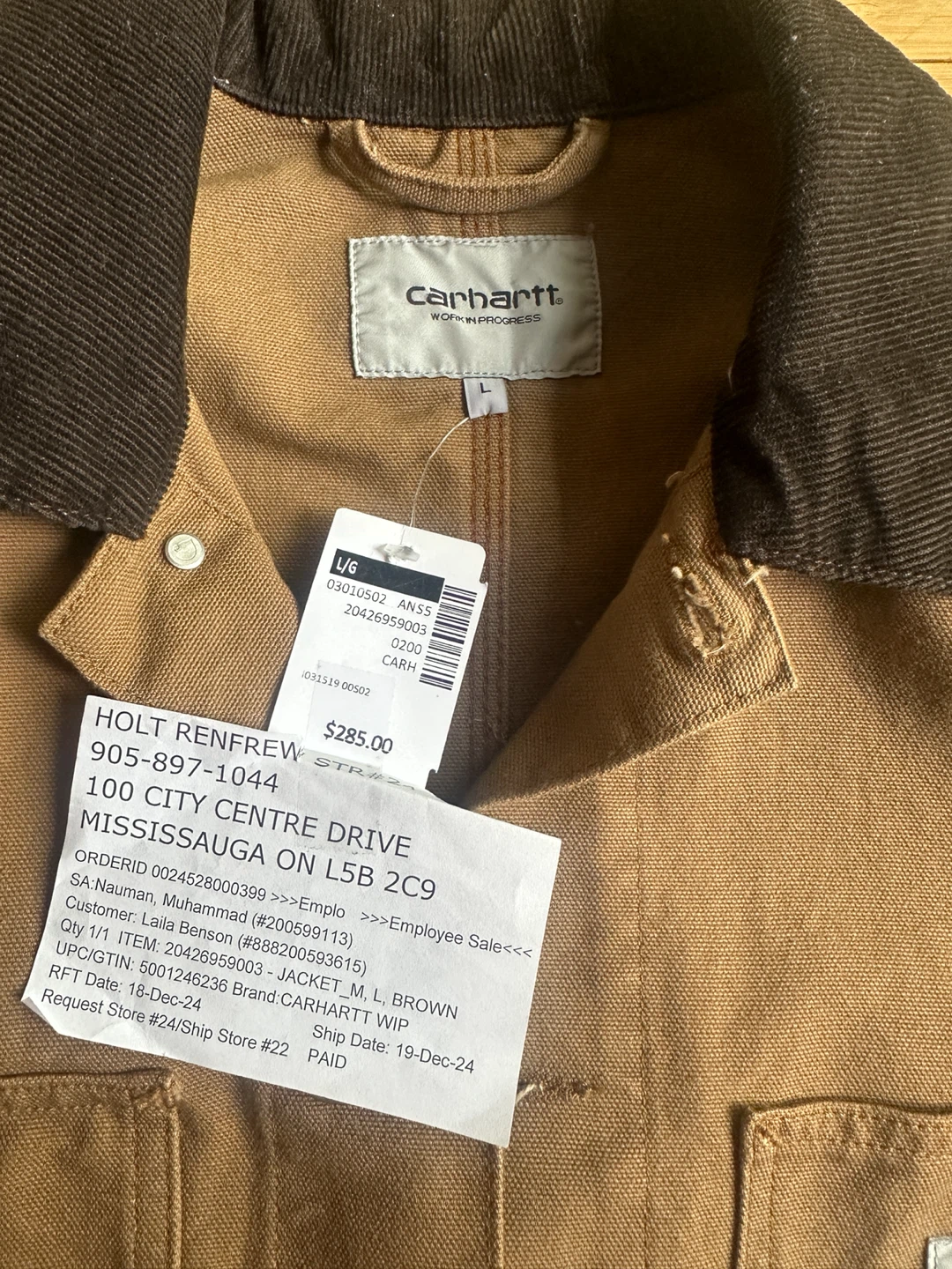 NEW CARHARTT MICHIGAN CHORE COAT JACKET MEN SIZE LARGE BROWN - photo 5