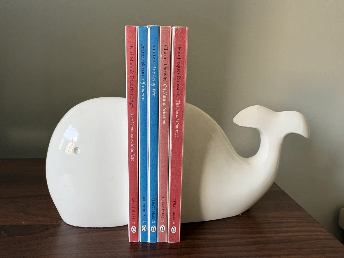 White Whale Ceramic Bookends
