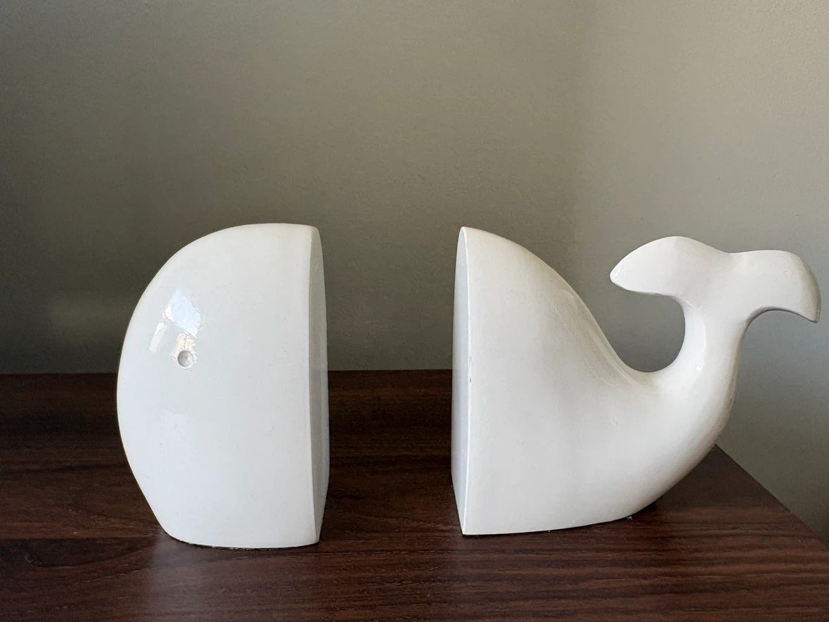 White Whale Ceramic Bookends - photo 2