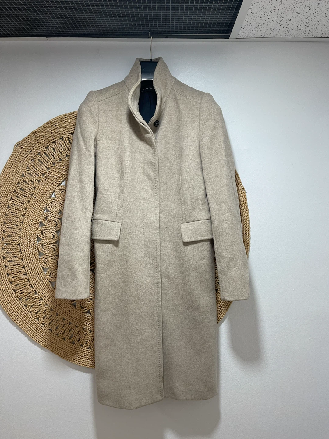ZARA WOMAN Beige Wool Blend Coat