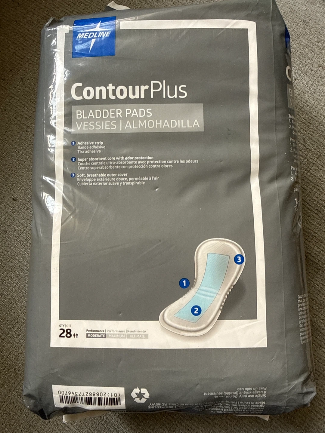 Medline ContourPlus Bladder Pads 28 Count - photo 2