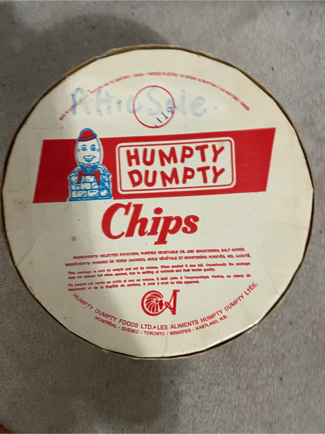 Vintage Humpty Dumpty Chips Cardboard Tub - photo 3