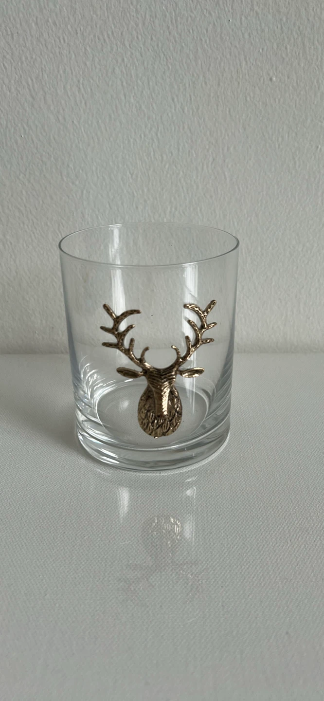 Whiskey Glass with Deer Head Design