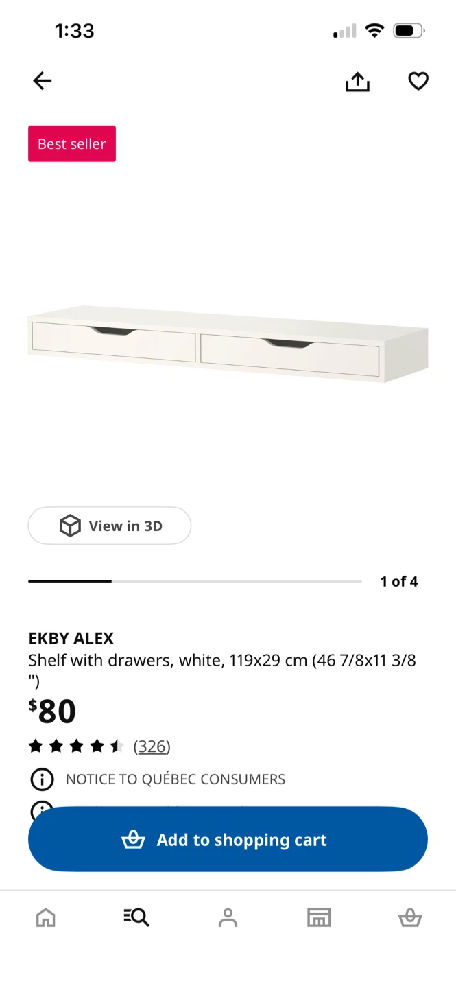 IKEA EKBY ALEX Shelf with Drawers White - photo 2