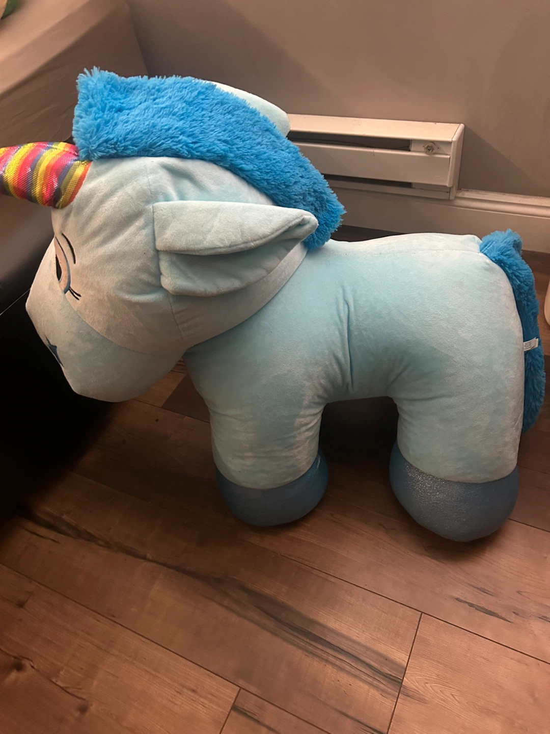 Large blue plush unicorn toy - photo 2