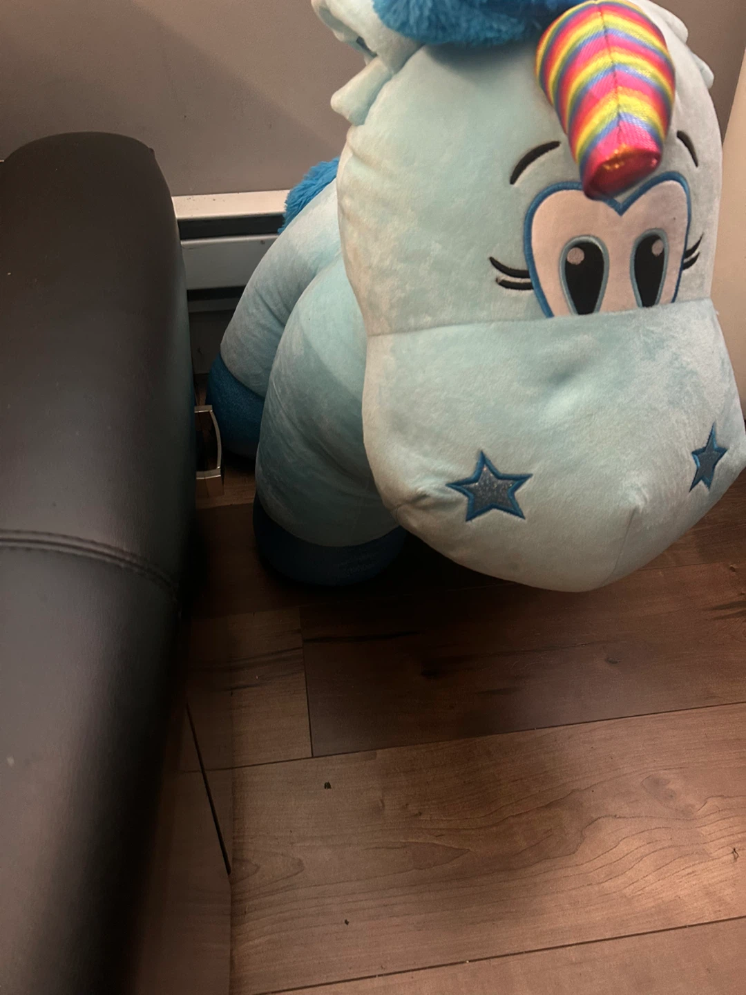 Large blue plush unicorn toy - photo 4
