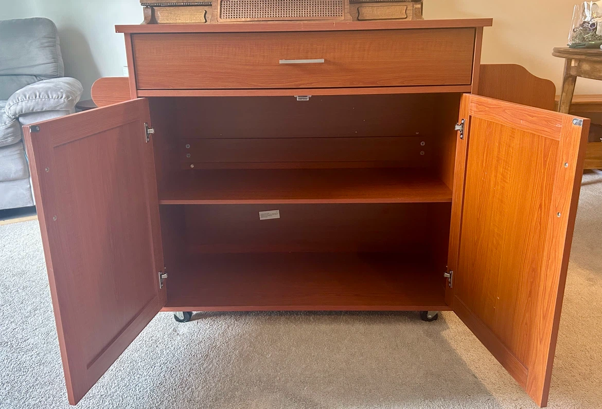 Rolling kitchen Cart with Drawer and Cabinets