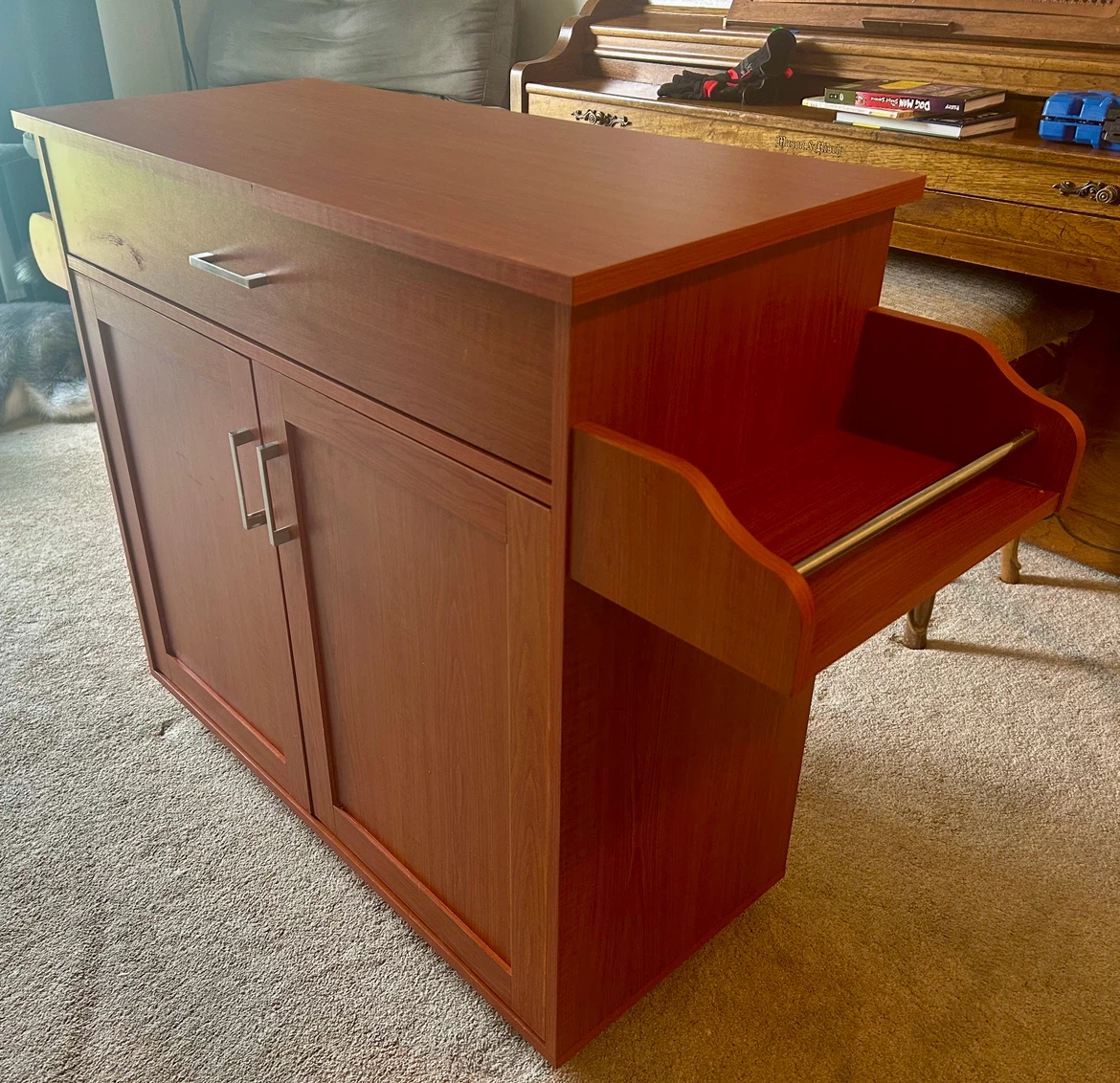 Rolling kitchen Cart with Drawer and Cabinets - photo 2
