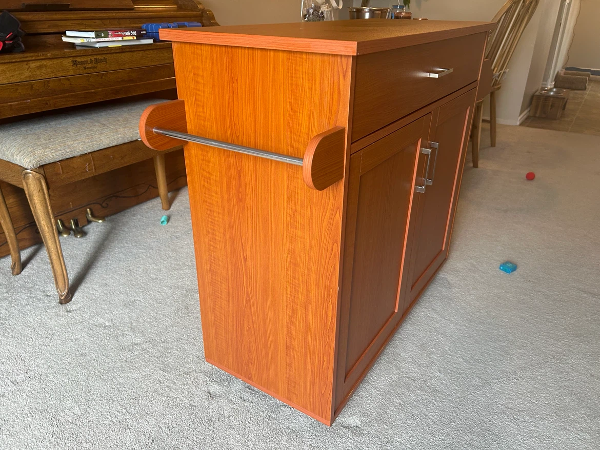 Rolling kitchen Cart with Drawer and Cabinets - photo 3