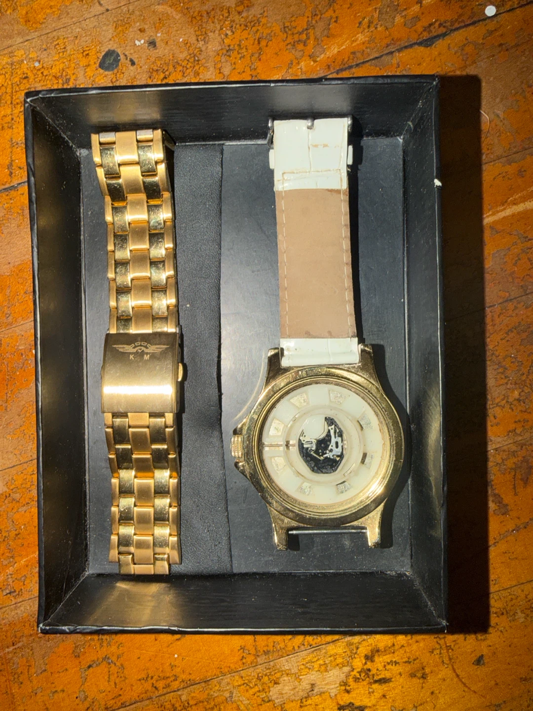 Men's Gold Tone Watch Set with White Strap - photo 2