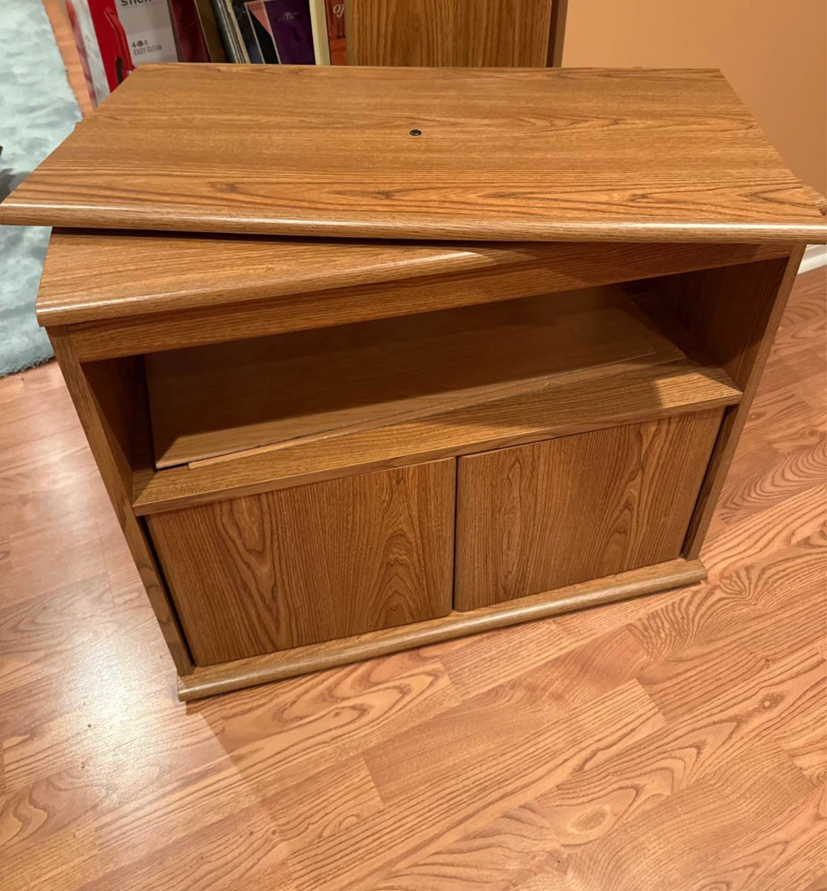 Vintage Wood TV Stand with Cabinet - photo 2
