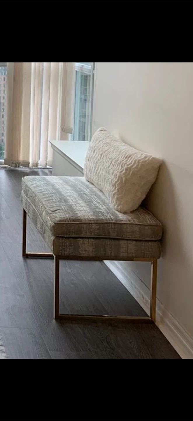 Bench with Decorative Fabric and Gold Legs