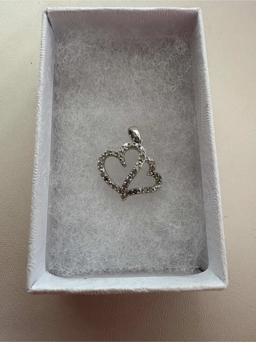 Real Diamonds & Sterling Silver Double Heart Pendant with Stones - photo 3