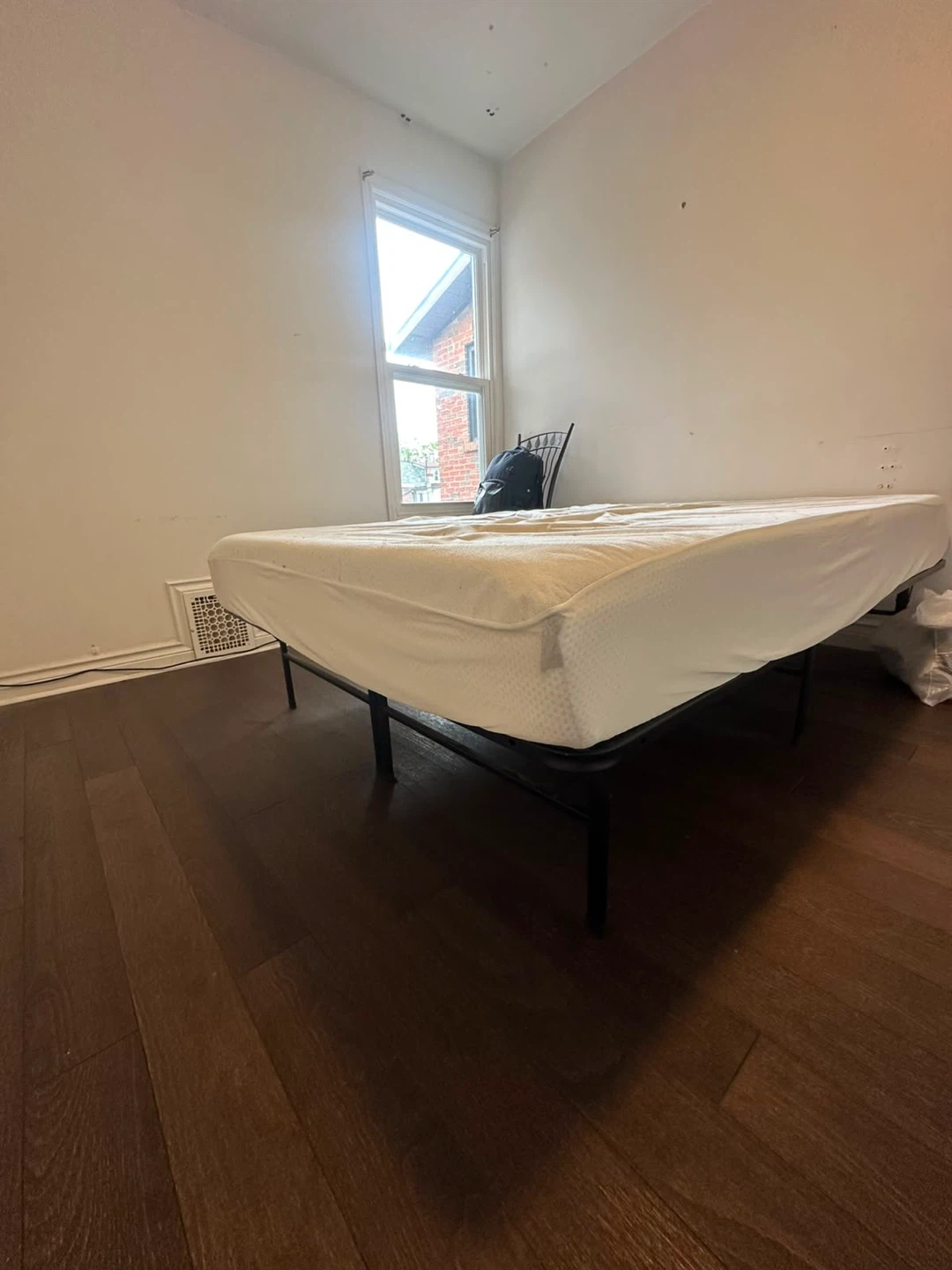 Double size mattress with metal bed frame