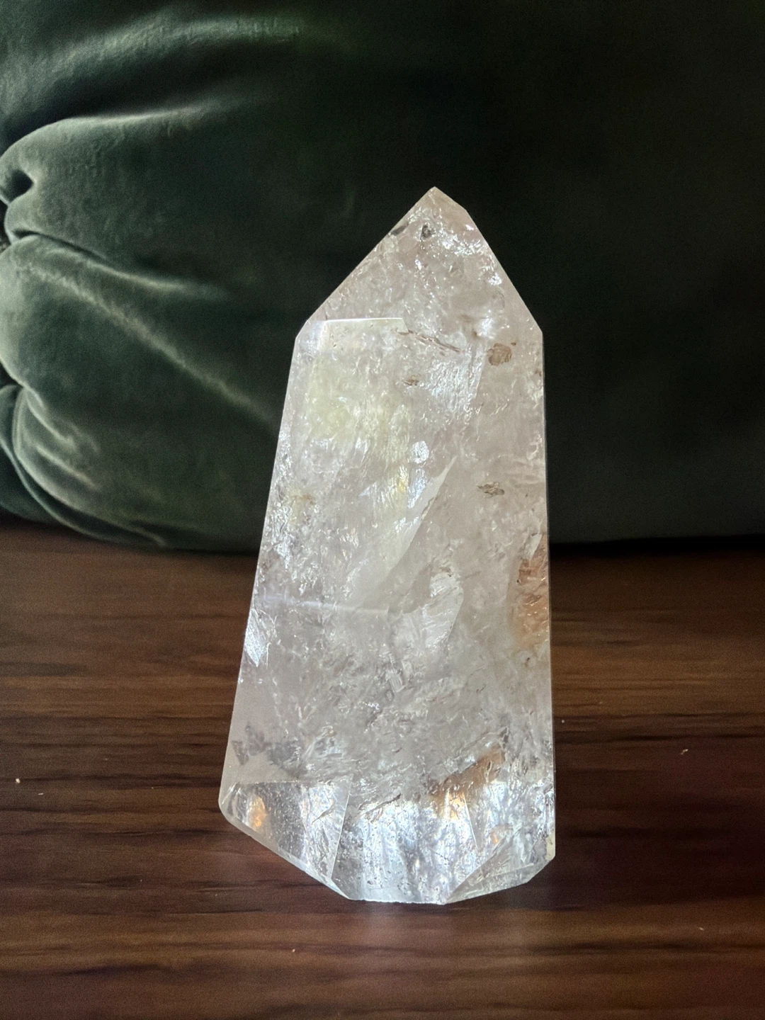 Polished clear quartz crystal tower
