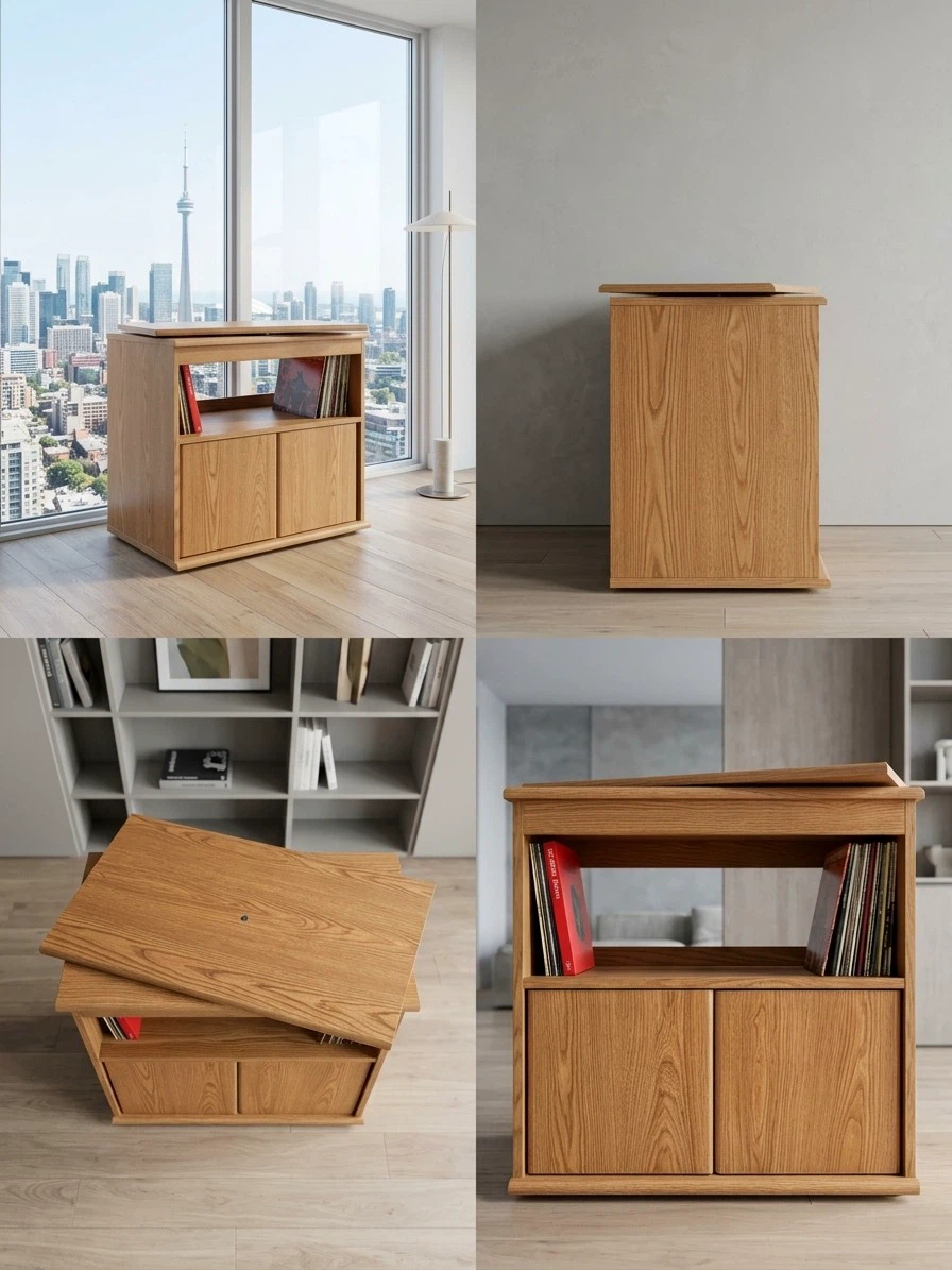 Vintage Wood TV Stand with Cabinet - photo 4