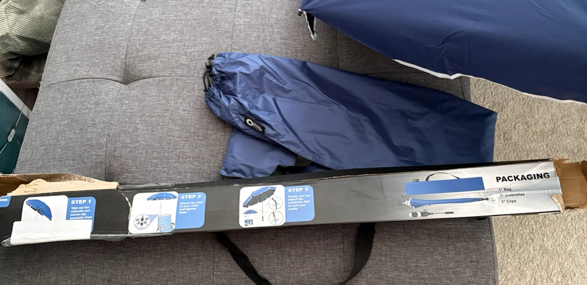 QTREE 48.8” Beach Chair Umbrella with Clamp – Ink Blue - photo 5
