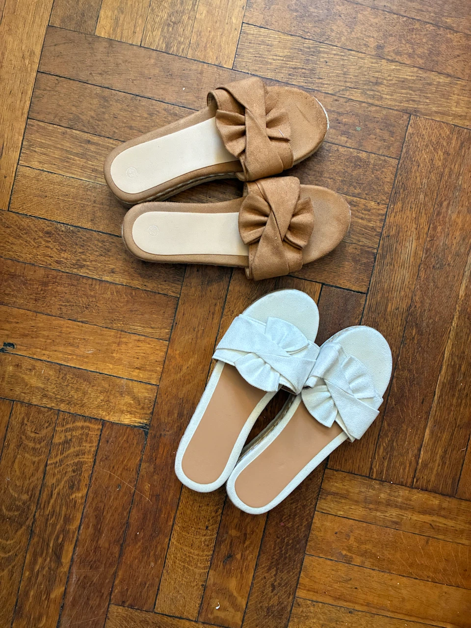 Women's Espadrille Platform Slides - White & Tan