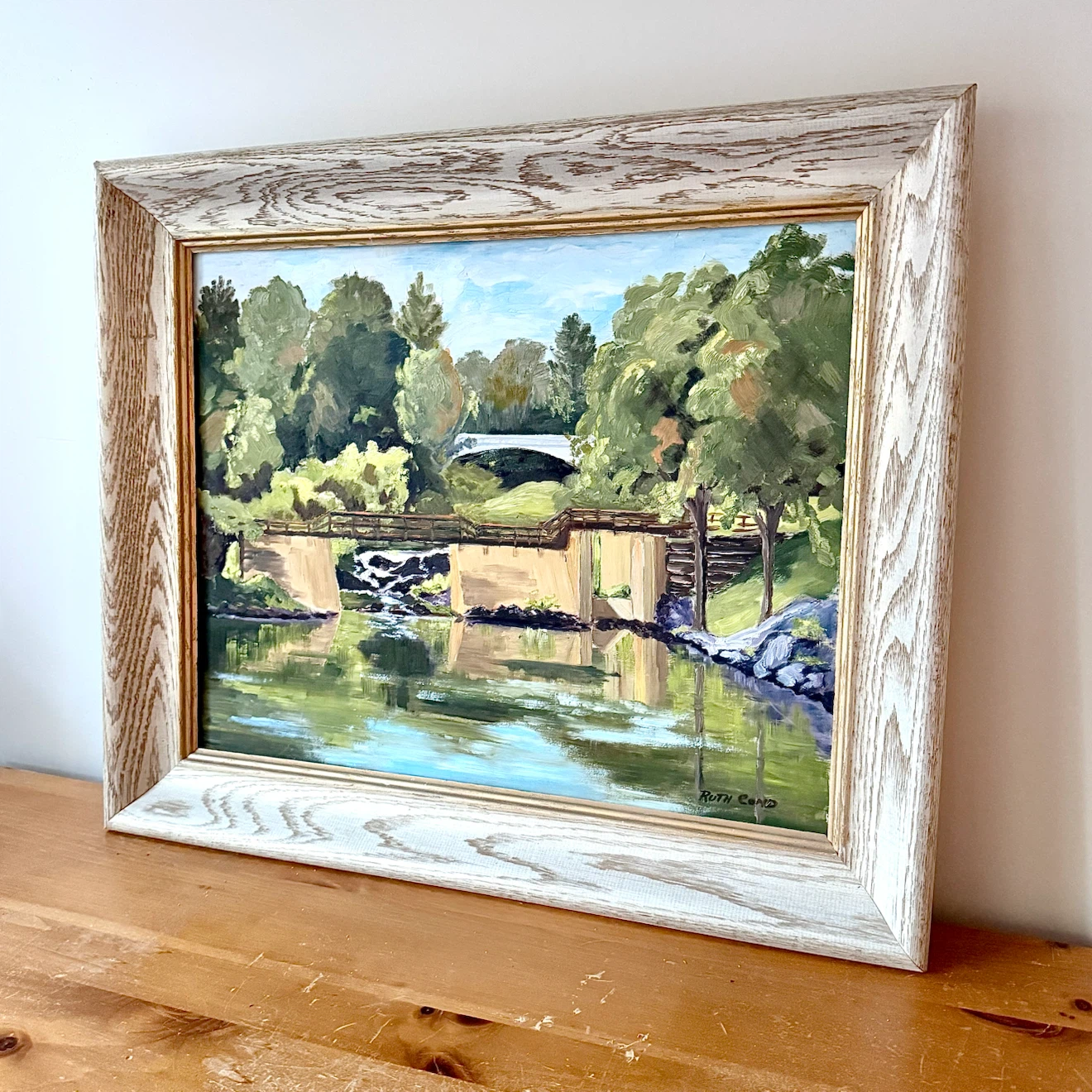 Framed landscape oil painting on board - photo 2