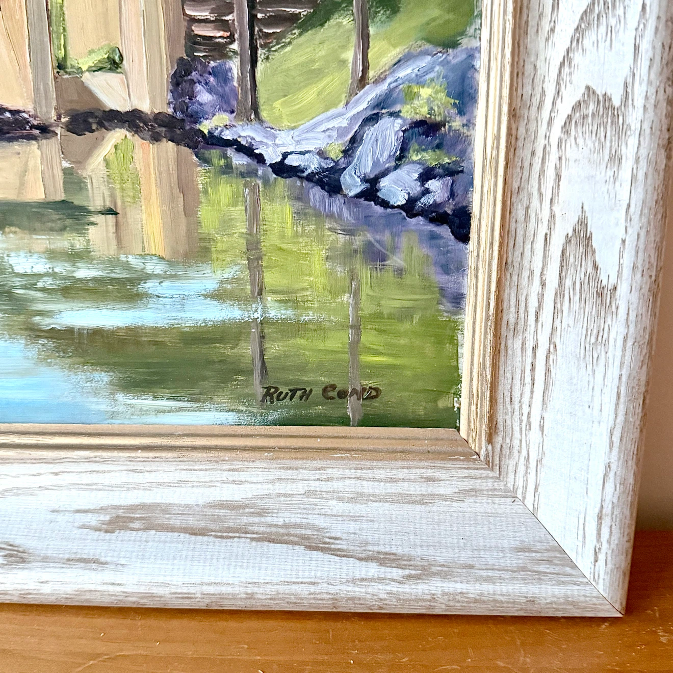 Framed landscape oil painting on board - photo 4