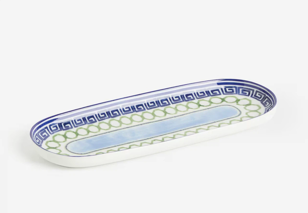 Hm Oval Serving Platter with Greek Key and Chain Design - photo 2
