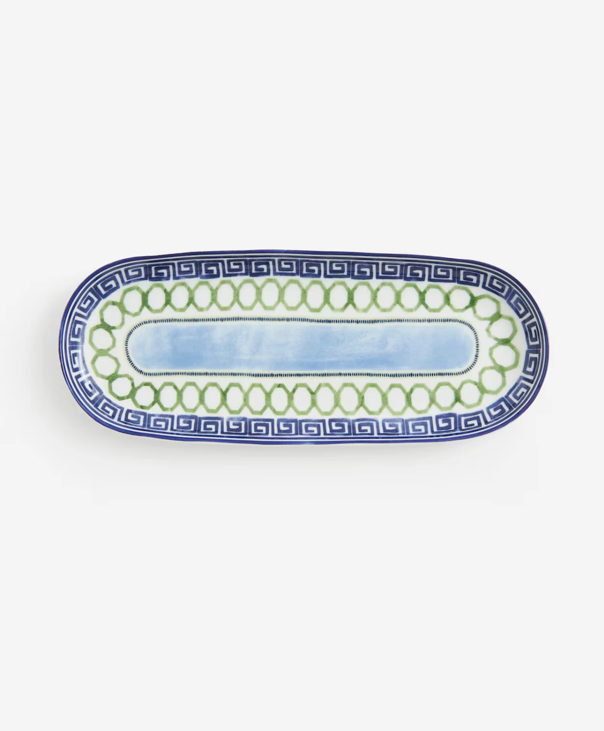 Hm Oval Serving Platter with Greek Key and Chain Design - photo 3