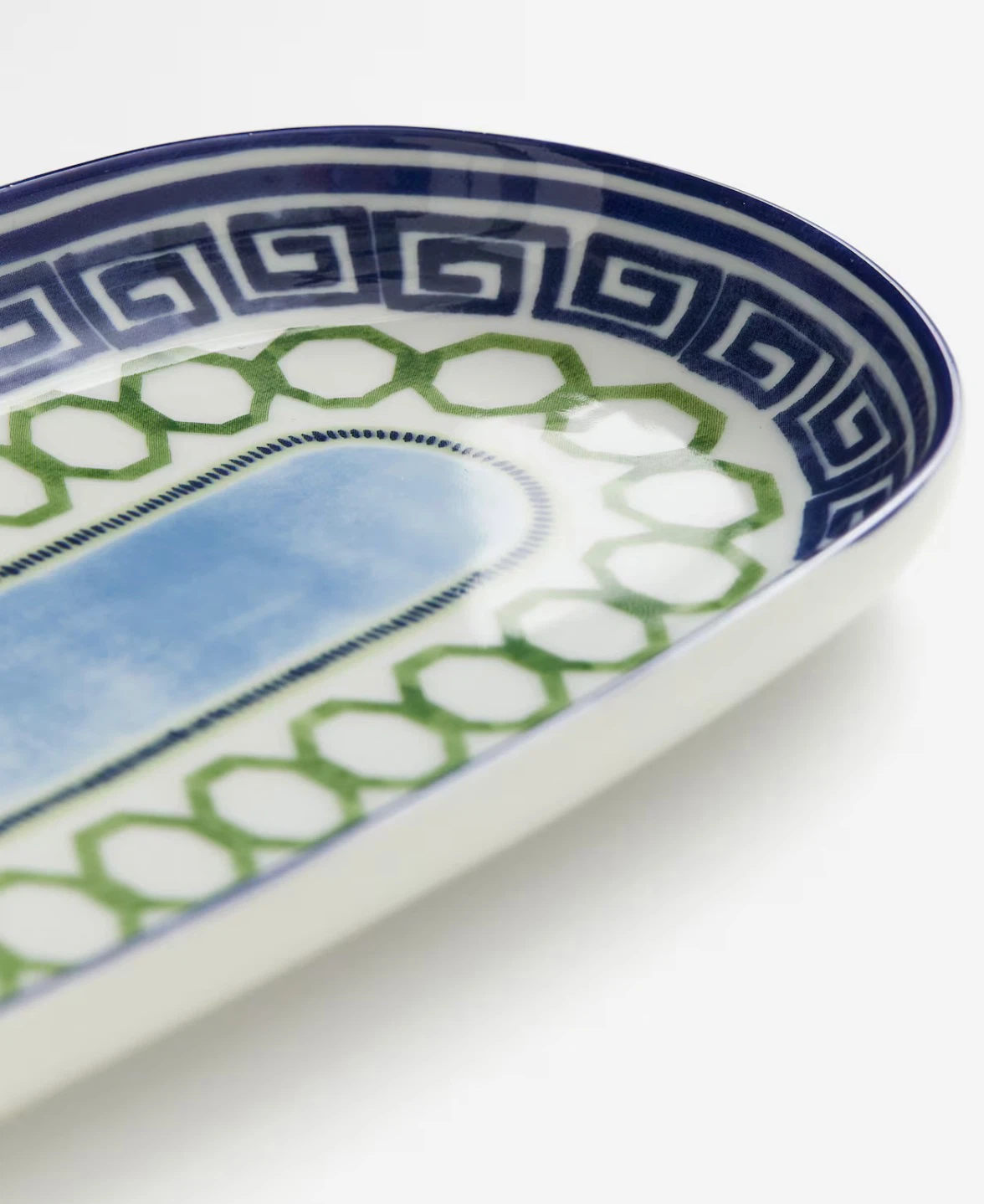 Hm Oval Serving Platter with Greek Key and Chain Design - photo 4